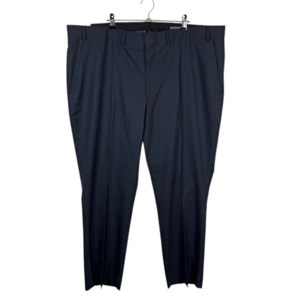 Kenneth Cole Reaction Pleated Dress Pants Formal‎ Trousers Navy Blue 42x30 NEW